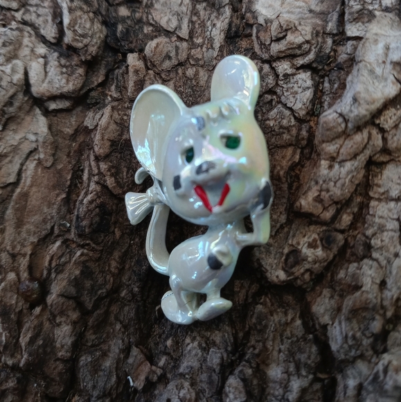 🐁VINTAGE🐁Mouse Brooch 🧀 Pin¥¥ Color✨ Ab - Picture 3 of 5